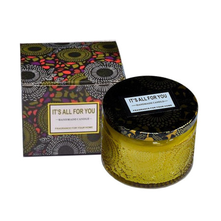 Lumanare Parfumata,  Model Borcan, Galben, Aroma de Lavanda