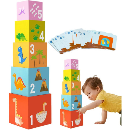 Jucarie de Construit, Cyrax, Puzzle Box, Blocuri Stivuibile, 4-6 Ani, 5 Cuburi, 48 de Modele de Construit, 1 Manual, 12.8 x 12.8 x 12.8 cm, Multicolor