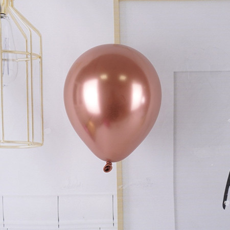 Set 12 Baloane, Cyrax, din Latex Chrome, 13 cm, Roz-Auriu