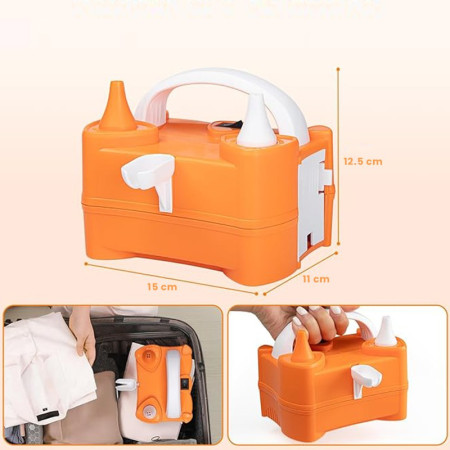 Pompa Electrica de Umflat Baloane, Cyrax, cu Doua Iesiri, 220V, Putere 400W, Accesorii petrecere, Portocaliu