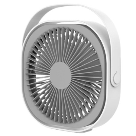 Mini ventilator pentru birou cu usb,  rotire 360 grade, 3 viteze, 1500 mA, 13.5 x 12,8, Alb
