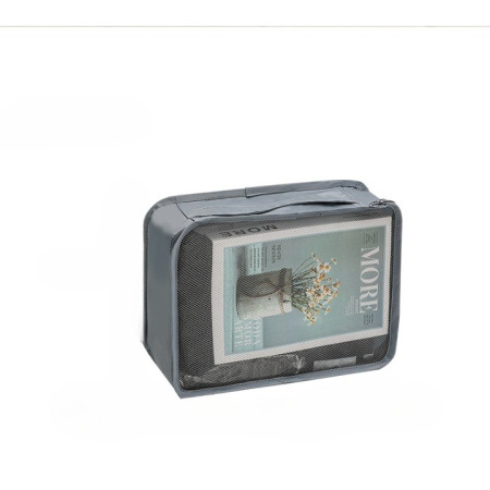 Set 7 Genti de Calatorie,  pentru Depozitare, Compresibile, 7 Dimensiuni, Impermeabile, Design cu Plasa, Pliabile, Manere Robuste, Fermoar dublu, Gri