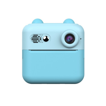 Set Camera Instantanee pentru Copii, Cyrax, Ecran HD 2.4'', 24MP, 720P Video, 1200 mAh, cu Functie de Printare Alb-Negru, cablu USB-C, Bluetooth, Compatibil iOS/Android, Imprimare APP, Albastru