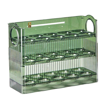 Suport Organizator pentru Oua, Cyrax, Capacitate 30 Oua, Pentru Usa Frigiderului, 3 Straturi, din Plastic, Verde Transparent