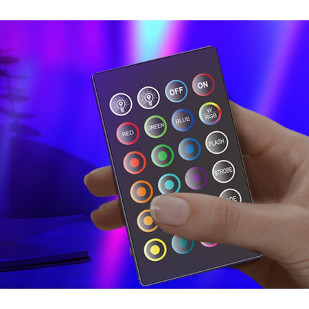 Lampa de Birou,  RGB Colorat, 14 LED, Putere 5V, Telecomanda cu 24 de Taste, Cablu USB, Negru, 25.5x4x3.5cm