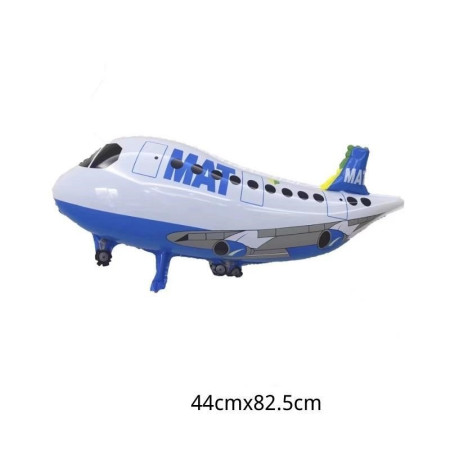 Balon din Folie Metalizata, Cyrax, Figurina Avion, Tema Aeronava, 44x82.5 cm, Ambalaj Individual, Pai Inclus, Umflare cu Aer sau Heliu, Alb