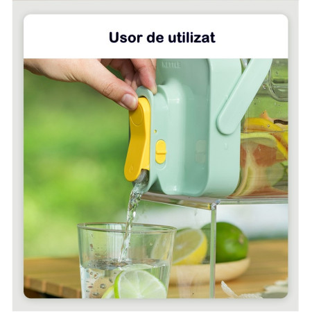 Dozator portabil pentru bauturi Cyrax, 3.5 litri, capac etans, duza deschidere/inchidere, recipent din plastic, gradat, filtru, maner, pentru diverse bauturi, 29.7 x 14.1 x 14.4 cm, verde