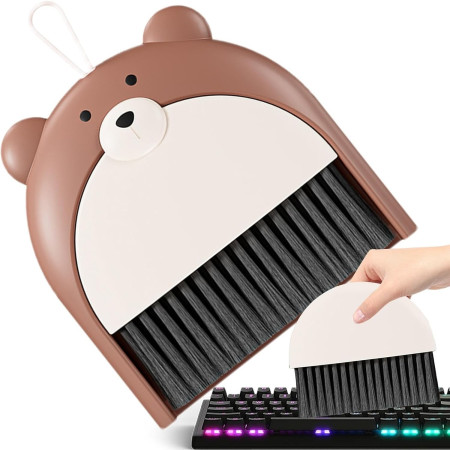 Set Matura si Faras,  Pentru Birou, din PP, Model Ursulet, 23.5 x 18 cm, Maro