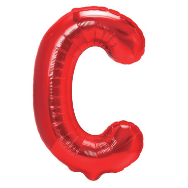 Balon Folie Metalizata Litera C, Cyrax, 40 cm, Umflati cu Heliu sau Aer, Ambalaj Individual, Pai inclus, Rosu