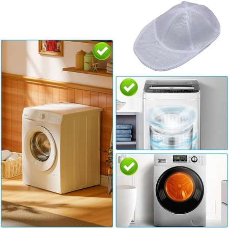 Husa de Spalare Sapca,  pentru Masina de Spalat, din Poliester, Circumferinta 53 cm, cu Fermoar, Alb