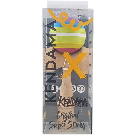 Kendama X Originala, Profesionala, Cyrax, din Lemn, Super Sticky, 18 cm, Multicolor