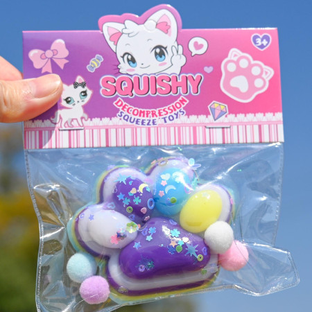 Jucarie Antistres Squishy, Cyrax, Labuta de Pisica Squeeze Toys, cu Revenire Lenta, 7.5 cm, Model 270513, Multicolor