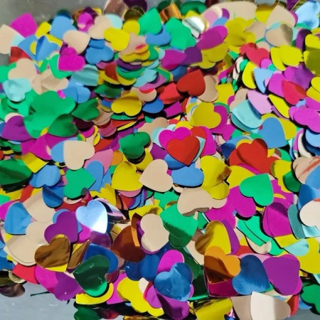 Tub de Confetii, Cyrax, Party Popper, 20x5 cm, Confetii Inimioare din Aluminiu, Multicolor