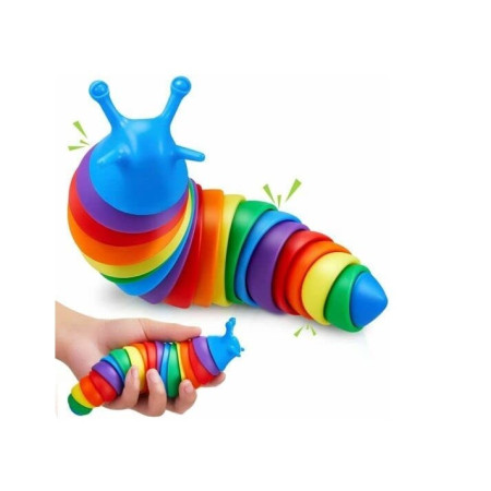 Jucarie senzoriala pentru copii, Cyrax, melc, cu articulatii si lumini, 19 cm, multicolor
