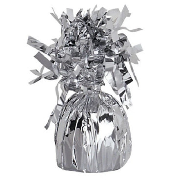 Greutate pentru Baloane cu Heliu, Cyrax, din Folie cu Franjuri, 170g, 13 x 5 x 3 cm, Argintiu