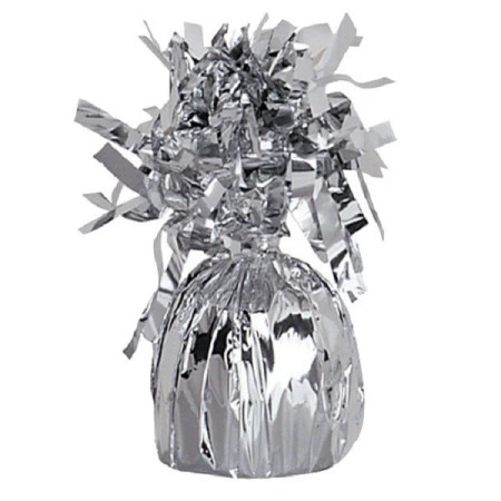 Greutate pentru Baloane cu Heliu, Cyrax, din Folie cu Franjuri, 170g, 13 x 5 x 3 cm, Argintiu