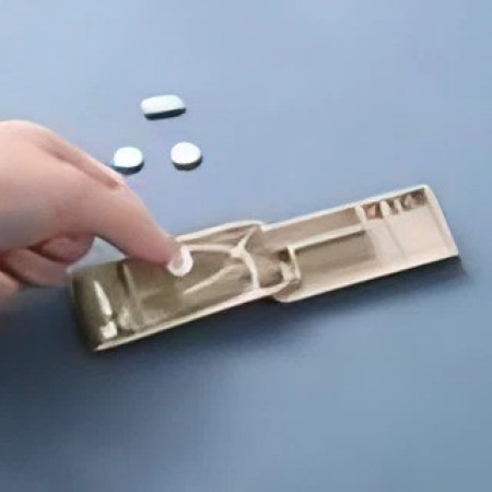 Dispozitiv taiere si depozitare medicamente,  Bej, Plastic, 8 x 4 x 1.8 cm