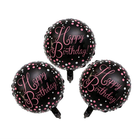 Balon din Folie Metalizata, Cyrax, Figurine, Model 2, Happy Birthday, Tematica Aniversare, 45 cm, Ambalaj Individual, Pai Inclus, Umflare cu Aer sau Heliu, Multicolor