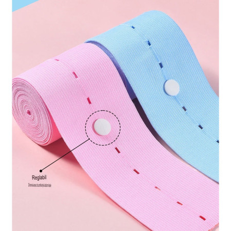 Set 2 Centuri de Monitorizare a Ritmului Cardiac Fetal,  Material Moale si Elastic, 6 x 130 cm, Albastru/Roz