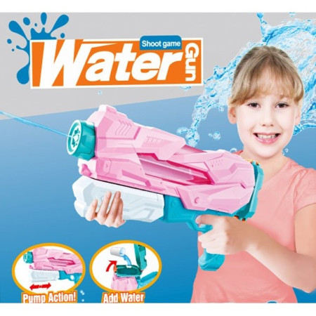 Pistol cu Apa pentru Copii, Rezervor, Pentru Piscina/Plaja, Cyrax, 6ani+,  5 duze, Quick Fill, Roz, 800ML