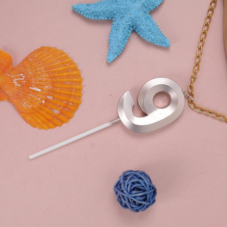 Lumanare Cifra 9, Cyrax, Model Diamond, 5 x 3.4 cm, Argintiu