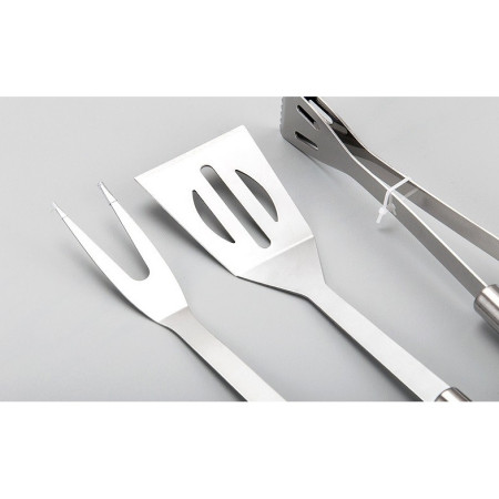 Set 9 Ustensile pentru Gratar, Cyrax, din Otel Inoxidabil, Geanta Oxford, Argintiu
