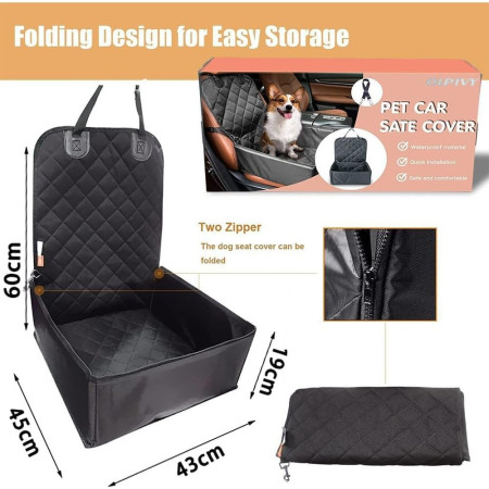 Suport pentru Animalele de Companie,  pentru Masina, cu Prindere de Scaun si Centura de Siguranta, 45x43x60cm, Gri