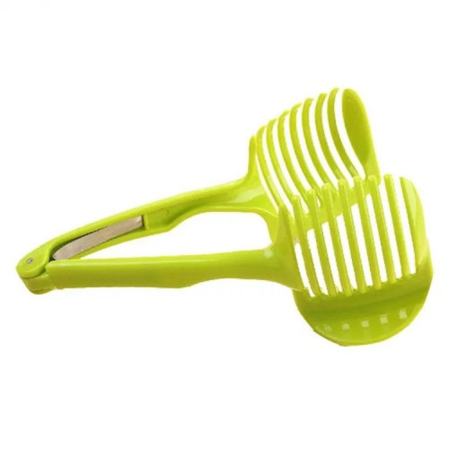 Ustenisla de bucatarie tip cleste pentru feliat fructe si legume Cyrax, material ABS, 8 x 18.5 cm, verde...