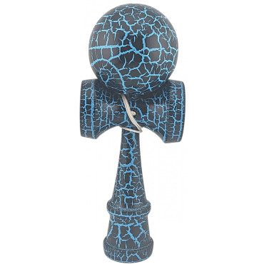 Kendama X Originala,  Profesionala, Cyrax, Cracked, din Lemn, 18 cm,  Negru, Albastru