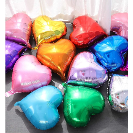 Balon din Folie Metalizata, Cyrax, Figurina Inimioara, Model Simplu, Tematica Iubire, 40 cm, Ambalaj Individual, Pai Inclus, Umflare cu Aer sau Heliu, Verde