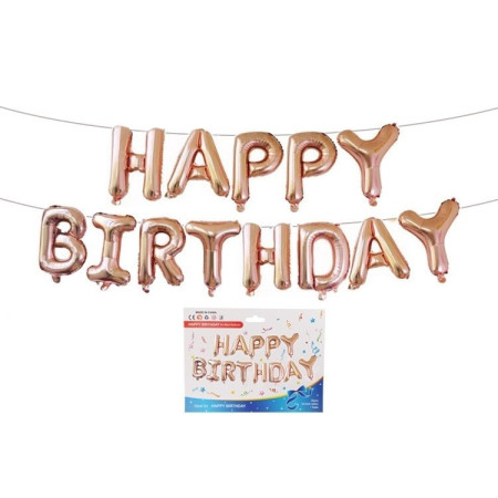 Set baloane folie Cyrax, Happy Birthday, 40 cm, rose gold