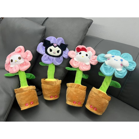 Jucarie de Plus Interactiva, Cyrax, cu Acumulator si Cablu USB, 120 Cantece, Model Iepure Vorbitor si Dansator, 33 x 12 cm Functie de Imitare si Inregistrare, Multicolor