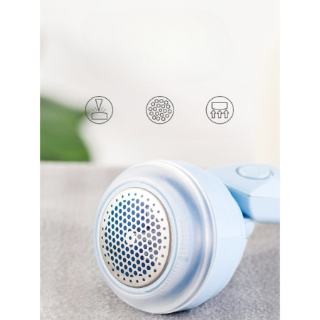 Aparat Pentru Curatat Scame, Par Si Praf,  Trimmer pentru Diferite Tipuri De Material, Cu Lame Din Otel Inoxidabil, Maner Flexibil, Incarcare Prin USB, 13x8 cm, Albastru
