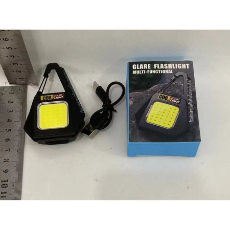 Lanterna Tip Breloc,  Impermeabila, Incarcare USB-C, COB, 8 x 5.3 cm, 500 mAh, 5W, Negru Galben