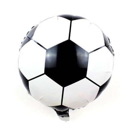 Balon din Folie Metalizata, Cyrax, Mini Figurine, Model Minge de Fotbal, Tematica Aniversare, 30x24 cm, Ambalaj Individual, Pai Inclus, Umflare cu Aer sau Heliu, Alb-Negru
