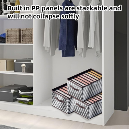 Cutie De Depozitare,  Pentru Haine, Lenjerie, Sosete Si Sutiene, Material Textil, 9 Compartimente, 44x30x20 cm, Culoare Alb-Negru