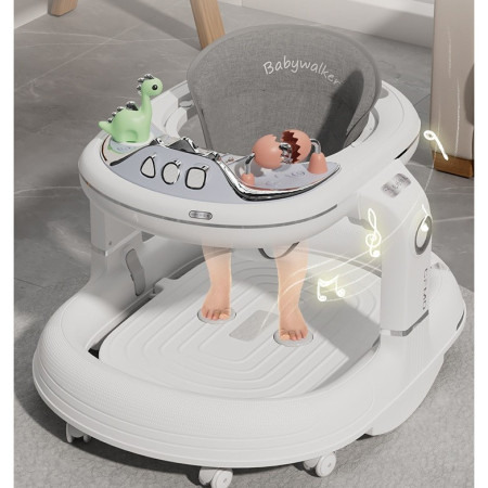 Premergator 4in1, Cyrax, Antemergator, Balansoar, Scaun de Masa, Functie Muzicala, din ABS, Roti Universale, Inaltime Reglabila, Sistem Antirasturnare, Greutate Portanta 25 kg, +6 Luni, Alb
