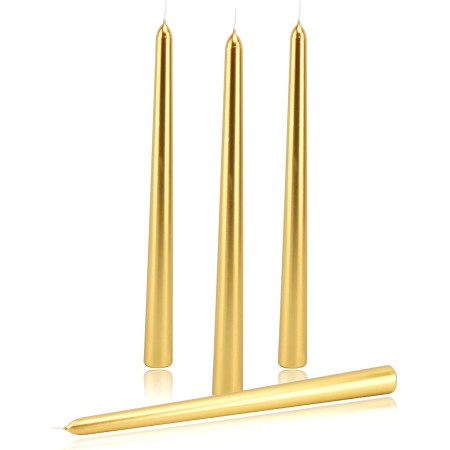 Lumanare Decorativa,  pentru Masa, 25 cm, din Parafina, fara Fum, Ardere 7.5h, Auriu