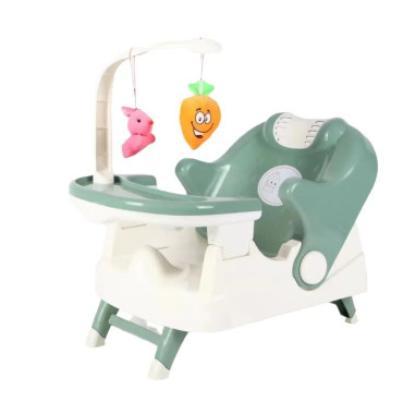 Scaun pentru Copii 2 in 1, Cyrax, pentru Servit Masa si pentru Baie, Multifunctional, Pliabil, Portabil, din Plastic, Spatar Reglabil, 58 x 39 cm, Verde Deschis