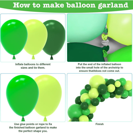Set 10 Baloane din Latex, Cyrax, Model Party, 30 cm, Verde Diferite Nuante, 2.8 g