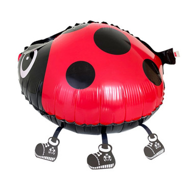 Balon din Folie Metalizata, Cyrax, Figurina Animata, Model Buburuza, 46x31 cm, Ambalaj Individual, Pai Inclus, Umflare cu Aer sau Heliu, Rosu-Negru
