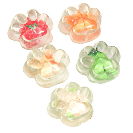 Jucarie Antistres Squishy, Cyrax, Labuta de Pisica Pufoasa, cu Revenire Lenta, 7 x 6.5 cm, Model Legume, Multicolor