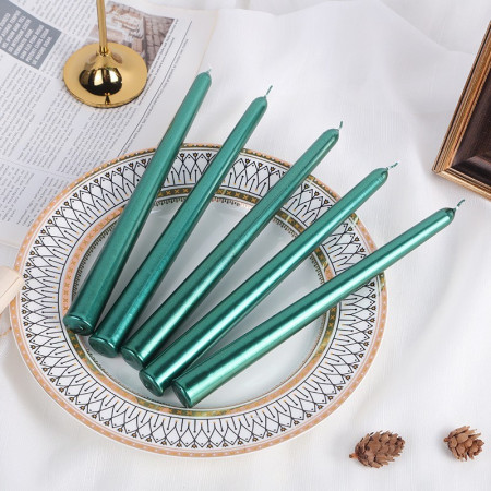 Lumanare Decorativa,  pentru Masa, 25 cm, din Parafina, fara Fum, Ardere 7.5h, Verde