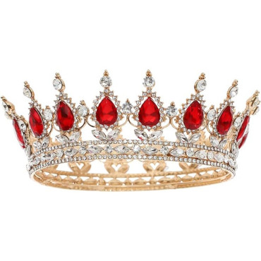 Diadema, Cyrax, din Aliaj, cu Cristale, Accesoriu Par, Aniversare, Nunta, Petrecere, 15 x 5.3 x 12.5 cm, Rosu/Alb