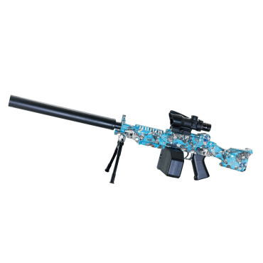 Mitraliera de jucarie electrica Cyrax cu bile de hidrogen de gel, gun bluster, tragere in rafala, varsta peste 6 ani, ochelari de protectie, 5000 de bile incluse, cablu de incarcare, 28x31 cm, ST, albastru