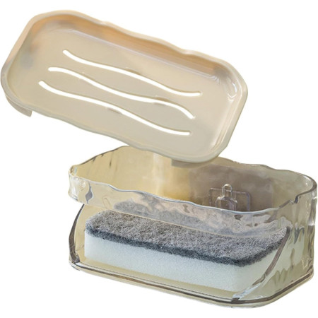 Savoniera Dubla,  2 Straturi, Instalare fara Perforare, Agatatoare Burete, 13.5 x 8.5 x 6 cm, Bej