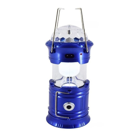 Lanternă pliabilă de camping Magic cool cu ​​lampă disc și USB  Lanterna, Felinar, Acumulator 1200 mAh, reincarcabila, 6 LED + 1 W + 3C culori, Albastru