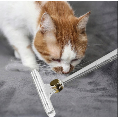 Perie de Indepartare a Scamelor,  pentru Haine si Par de Animale, cu Doua Fete, Manual, Multifunctional, 12x14.5 cm, Accesoriu pentru Casa, Alb