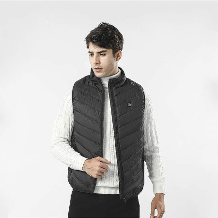 Vesta Inteligenta Incalzita,  Unisex, 2 Zone de Incalzire, Umplutura Bumbac, 3 Trepte de Temperatura, Incarcare USB, Negru, 45 - 58 kg, Marime L