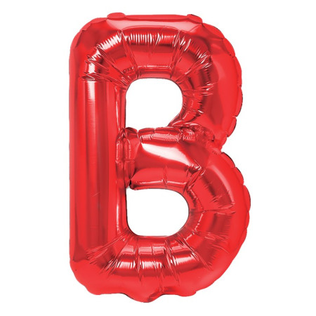 Balon Folie Metalizata Litera B, Cyrax, 40 cm, Umflati cu Heliu sau Aer, Ambalaj Individual, Pai inclus, Rosu